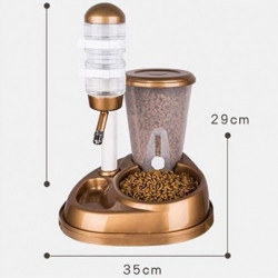 Food dispensers dual use pet cat dog automatic feeder with water fountain large capacity food bucket Food dispensers dual use pet cat dog automatic feeder with water fountain large capacity food bucket