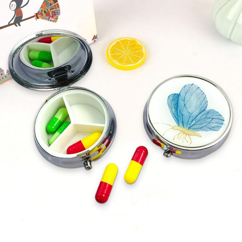 Pill Box with Cover 3 Independent Grids Well Sealed Moisture-proof Dustproof Business Trip Tablet Ho