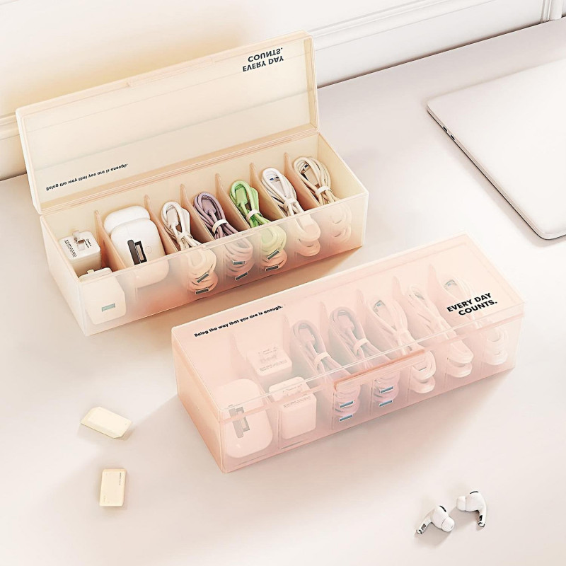 Cable Storage Box Large Capacity Multi-compartments Moisture-proof Transparent Desktop Charging Cabl Cable Storage Box Large Capacity Multi-compartments Moisture-proof Transparent Desktop Charging Cabl