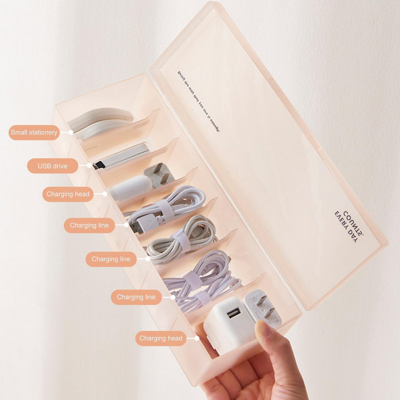 Cable Storage Box Large Capacity Multi-compartments Moisture-proof Transparent Desktop Charging Cabl Cable Storage Box Large Capacity Multi-compartments Moisture-proof Transparent Desktop Charging Cabl