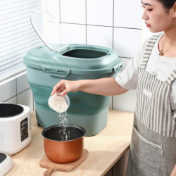 25Kg Rice Container Foldable Double Sealing Ring PP Household Flour Storage Holder for Kitchen 25Kg Rice Container Foldable Double Sealing Ring PP Household Flour Storage Holder for Kitchen