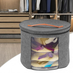 Hat Storage Box Zipper Closure Visible Window Handle Design Moisture Proof Hat Storage Bucket Hat Storage Box Zipper Closure Visible Window Handle Design Moisture Proof Hat Storage Bucket