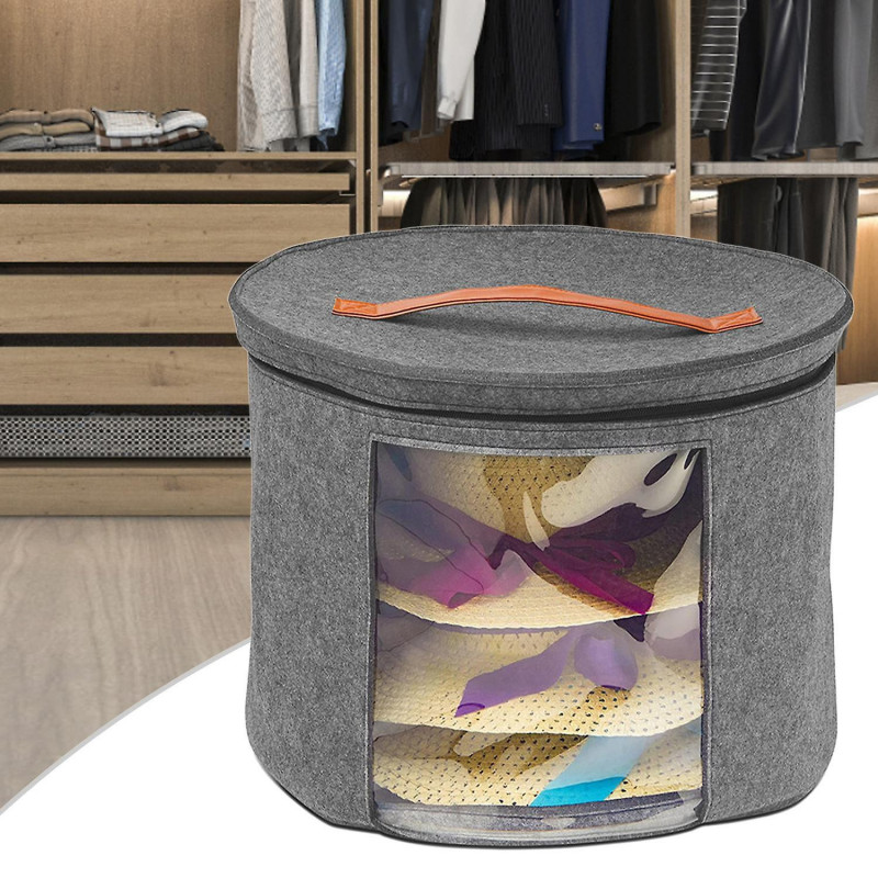 Hat Storage Box Zipper Closure Visible Window Handle Design Moisture Proof Hat Storage Bucket Hat Storage Box Zipper Closure Visible Window Handle Design Moisture Proof Hat Storage Bucket