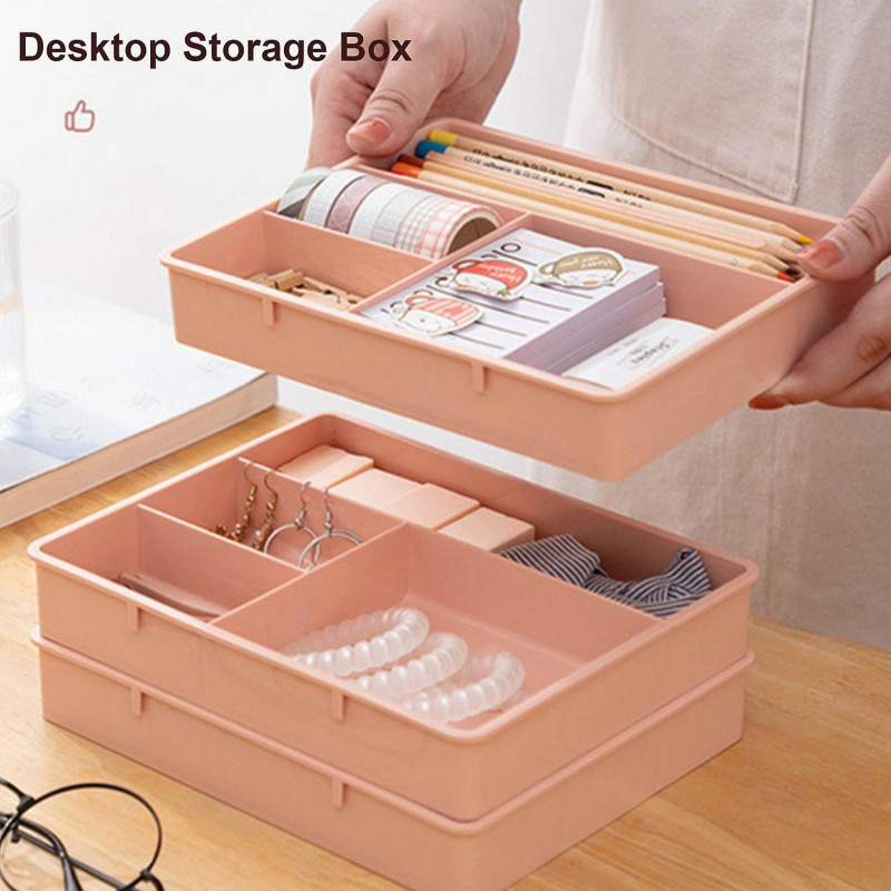Desktop Storage Box Large Capacity Grid Design Space-saving Jewelry Stationery Sundries Storage Orga Desktop Storage Box Large Capacity Grid Design Space-saving Jewelry Stationery Sundries Storage Orga