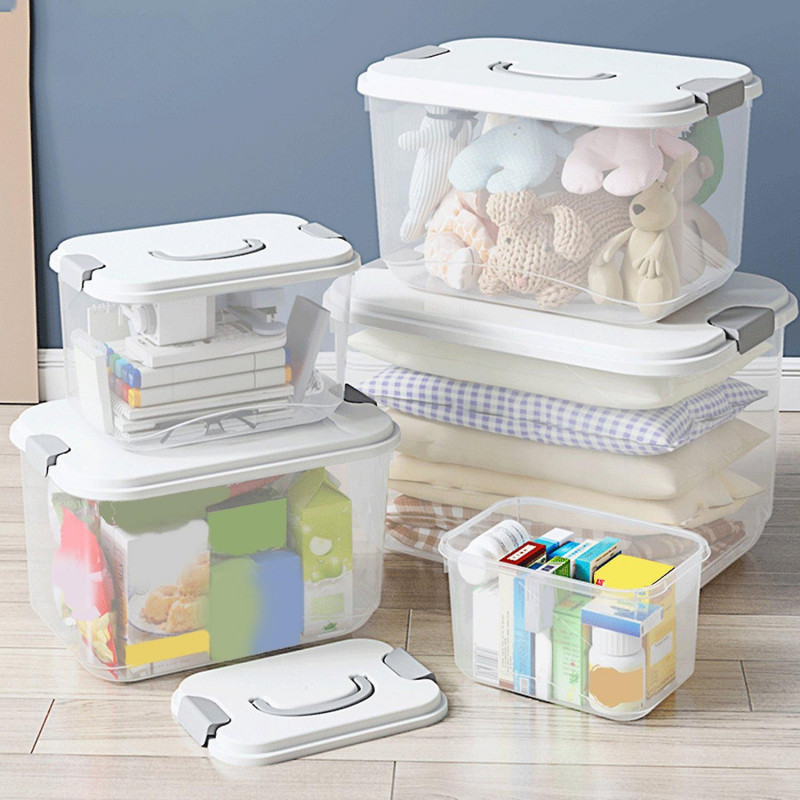 Storage Box with Detachable Lid Transparent Handle Multifunctional Plastic Portable Clothes Toys Sor Storage Box with Detachable Lid Transparent Handle Multifunctional Plastic Portable Clothes Toys Sor