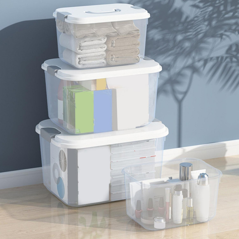 Storage Box with Detachable Lid Transparent Handle Multifunctional Plastic Portable Clothes Toys Sor Storage Box with Detachable Lid Transparent Handle Multifunctional Plastic Portable Clothes Toys Sor