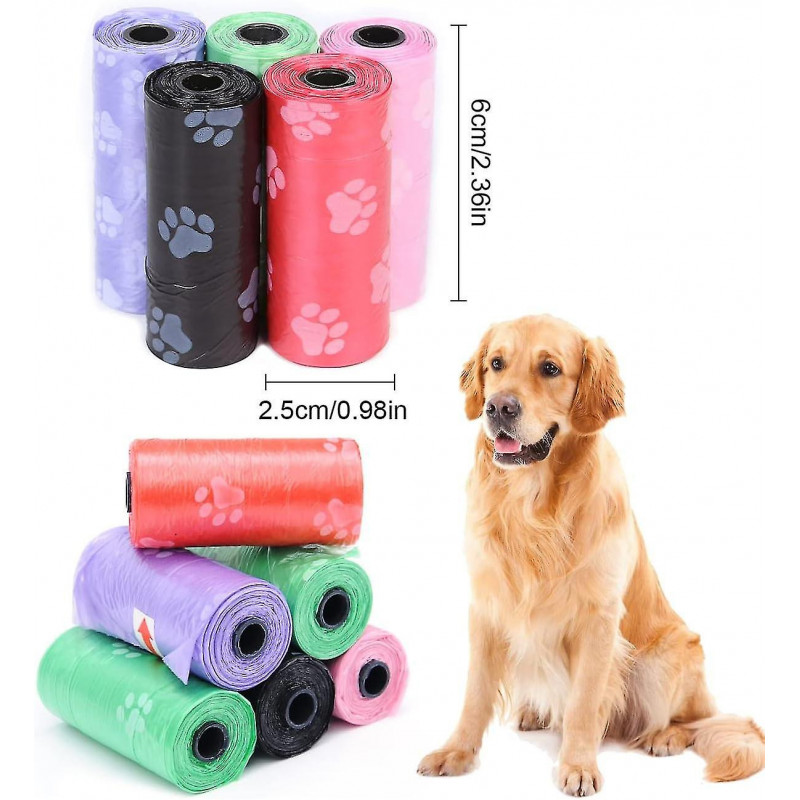 12 Rolls Pet Waste Bags Plastic Leakproof Bin Bag Dog Waste Bag Animal Waste Bag With Animal Paw Print, Pink