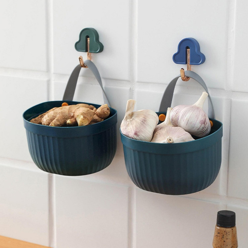 Kitchen Storage Basket Handle Design Waterproof Moisture-proof PP Plastic Soap Sponge Hanging Sundri