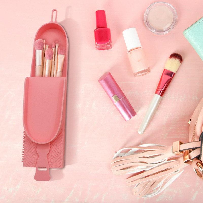 Storage Bag Portable Dustproof with Lid Travel-friendly Exquisite Design Easy to Clean Makeup Brush