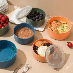 Fresh-keeping Bowl Nordic Style Dust-proof PP Multi-functional Dorm Noodle Bento Bowl Dinnerware Sup Fresh-keeping Bowl Nordic Style Dust-proof PP Multi-functional Dorm Noodle Bento Bowl Dinnerware Sup