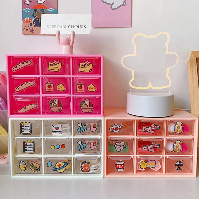 Storage Box 9 Grids Dust-proof Easy Clean Multi-functional Plastic Drawer Jewelry Box Household Supp