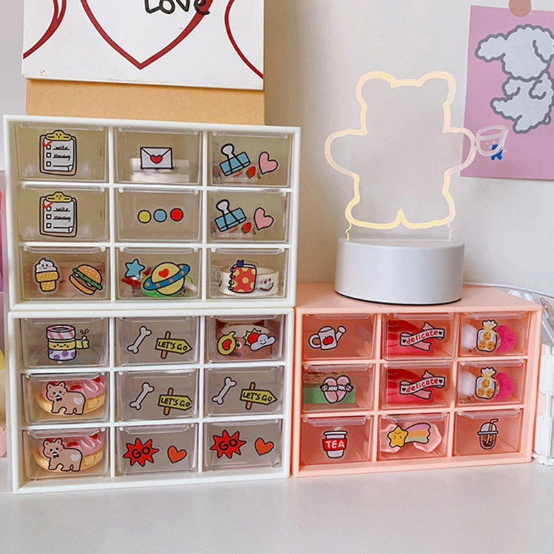 Storage Box 9 Grids Dust-proof Easy Clean Multi-functional Plastic Drawer Jewelry Box Household Supp