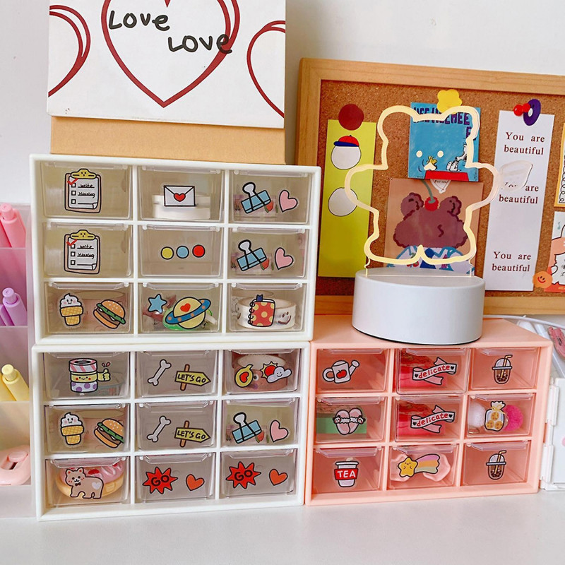 Storage Box 9 Grids Dust-proof Easy Clean Multi-functional Plastic Drawer Jewelry Box Household Supp