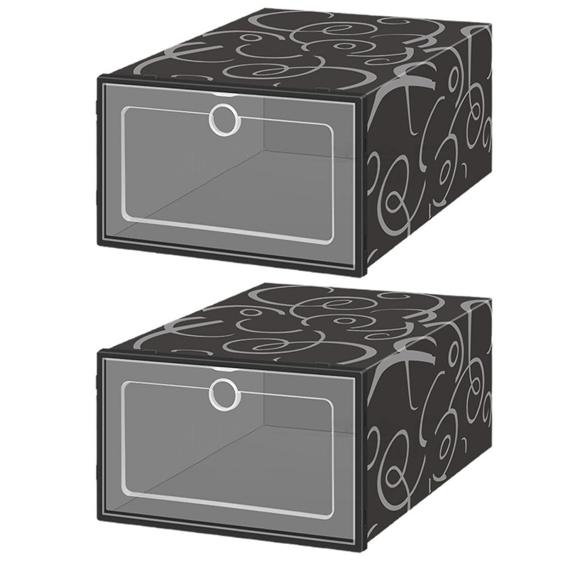 2Pcs Shoes Organizer Drawer Type Large Capacity Plastic Storage Cabinet Container for Cloakroom