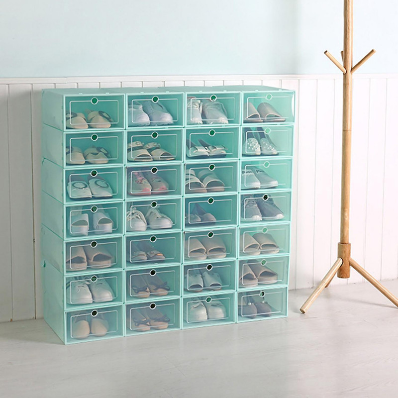 2Pcs Shoes Organizer Drawer Type Large Capacity Plastic Storage Cabinet Container for Cloakroom