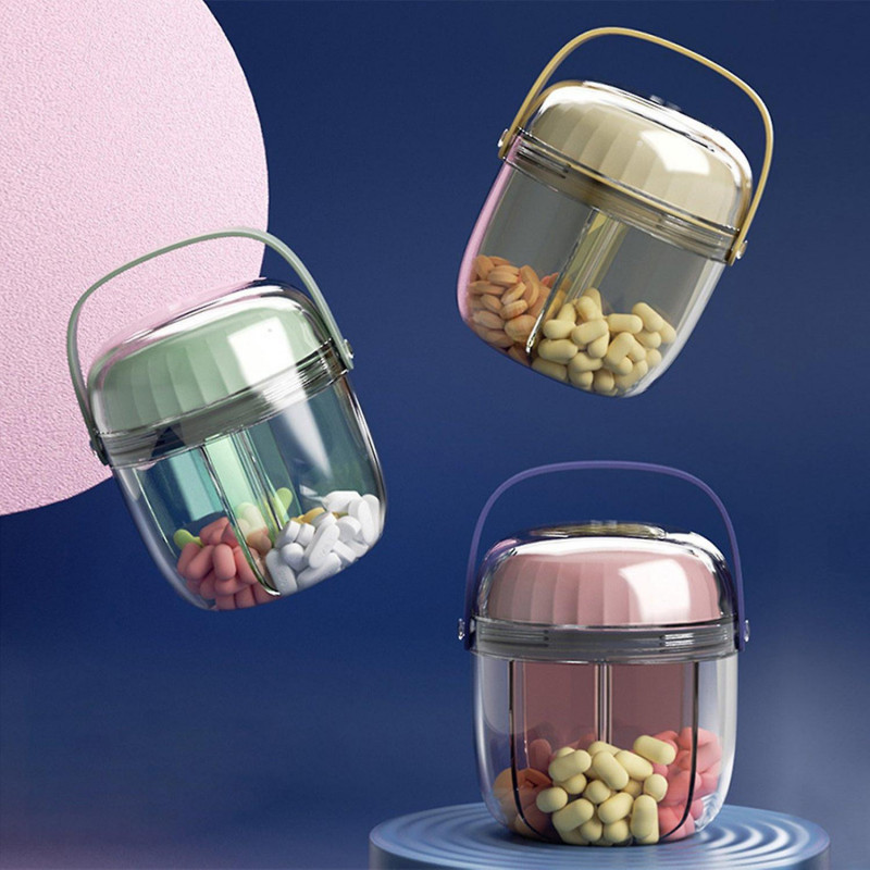 Pill Case Good Sealing Moisture-proof Transparent Visible Mini 4 Grid Weekly Rotary Pills Storage Bo