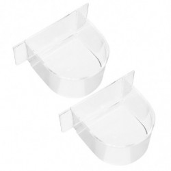 2PCS Bird Food Trough Bird Feeder Thick Semicircle Bird Food Box (Transparent) 2PCS Bird Food Trough Bird Feeder Thick Semicircle Bird Food Box (Transparent)