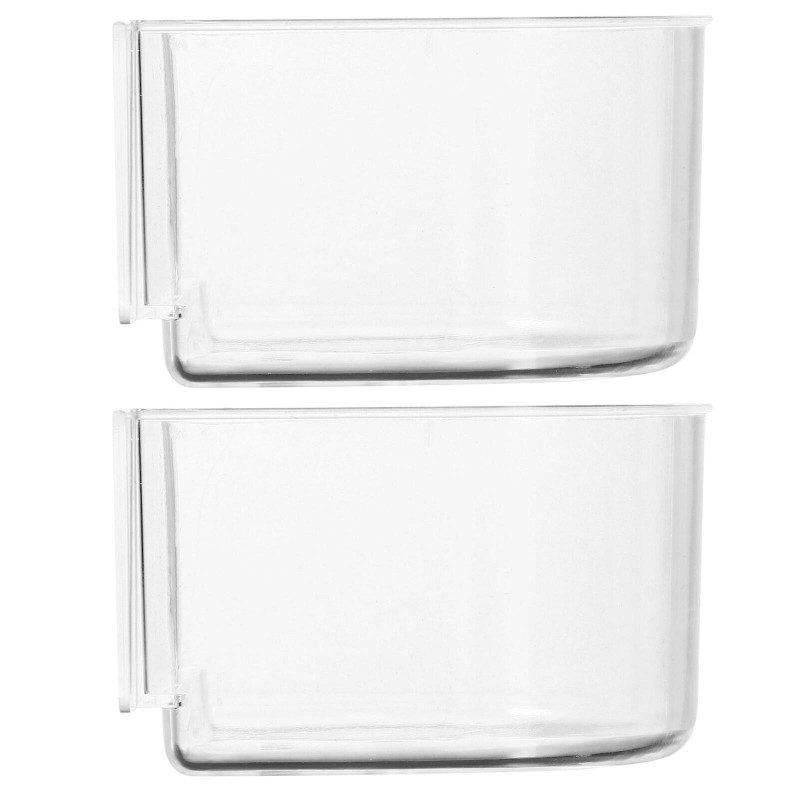2PCS Bird Food Trough Bird Feeder Thick Semicircle Bird Food Box (Transparent)