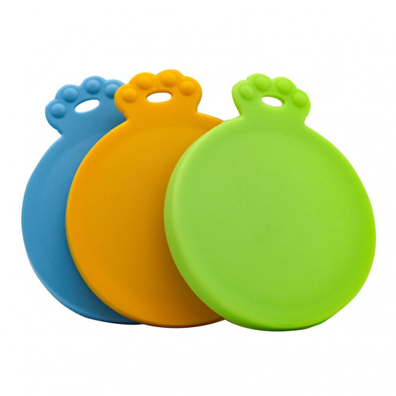 3pcs Durable Pet Can Covers Silicone Pet Food Can Cover (orange, Blue, Green)
