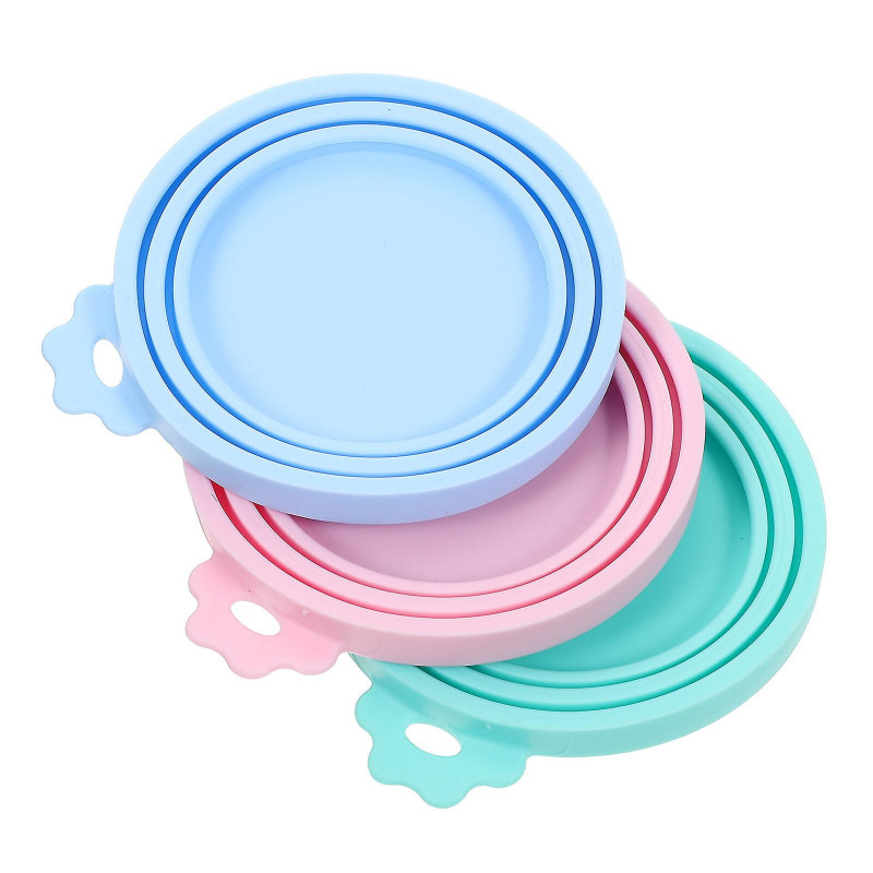 3pcs Silicone Pet Can Covers Fresh Keeping Can Lids Universal Cat Food Can Covers