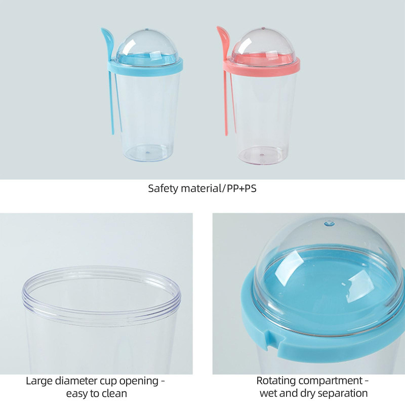 Récipients d’avoine de nuit réutilisables de grande capacité avec couvercle et cuillère, tasses à emporter pour [...]