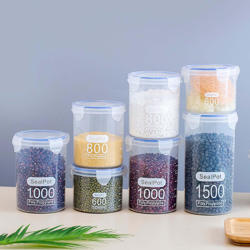 Kitchen Storage Box Sealed Jar Food Container Grain For Tank Bottle Moisture-proof Cans Transparent Organizer Supplies