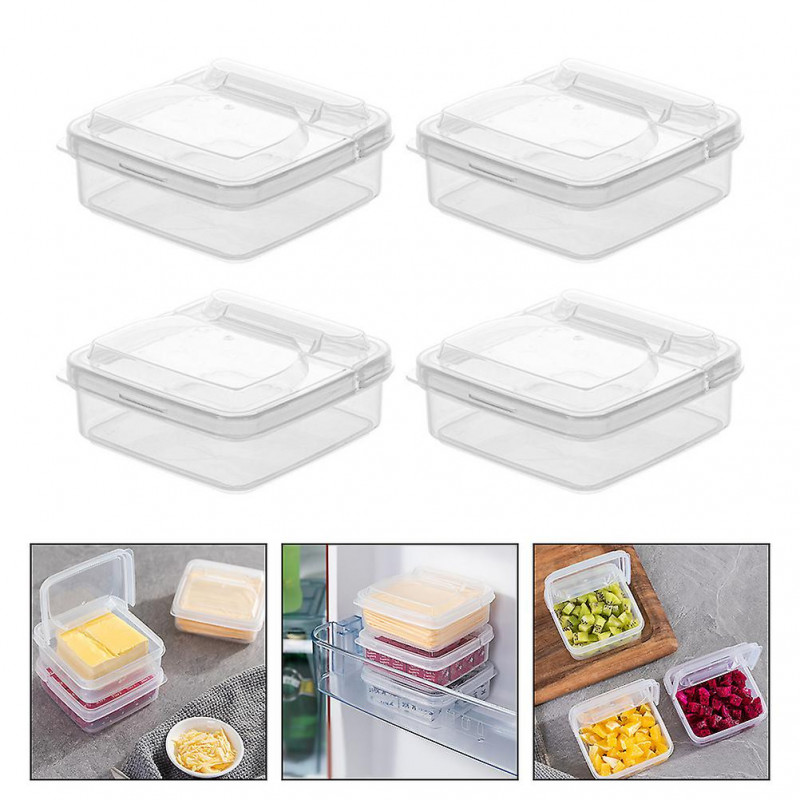 4Pcs Cheese Slice Storage Cases Butter Boxes Fruit Containers Fresh-keeping Cases