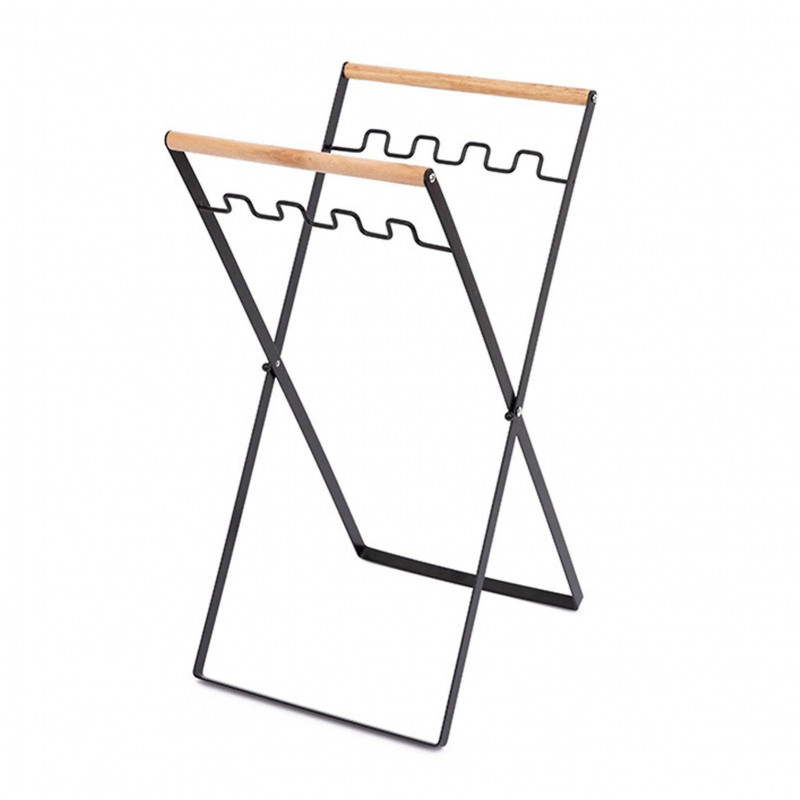 Trash Bag Holder Metal Garbage Bag Holder Portable Outdoor Leaf Bag Stand For Camping Picnic Kitchen Black