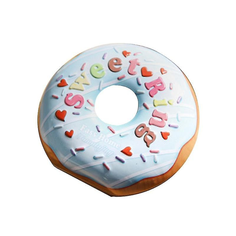 Tinplate Candy Boxes Donut Shaped Gift Storage Tank Biscuit Container Tea Leaves Scented Tea Organizer (blue)