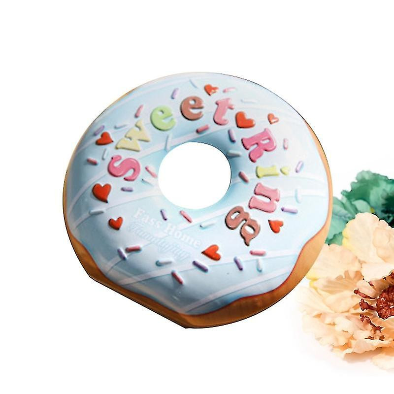Tinplate Candy Boxes Donut Shaped Gift Storage Tank Biscuit Container Tea Leaves Scented Tea Organizer (blue)