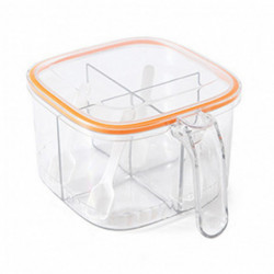 One-piece Spice Storage Box With Spoon Moisture-proof 4-grid Seasoning Bottle One-piece Spice Storage Box With Spoon Moisture-proof 4-grid Seasoning Bottle