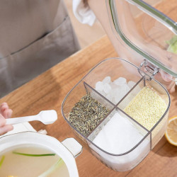 One-piece Spice Storage Box With Spoon Moisture-proof 4-grid Seasoning Bottle One-piece Spice Storage Box With Spoon Moisture-proof 4-grid Seasoning Bottle