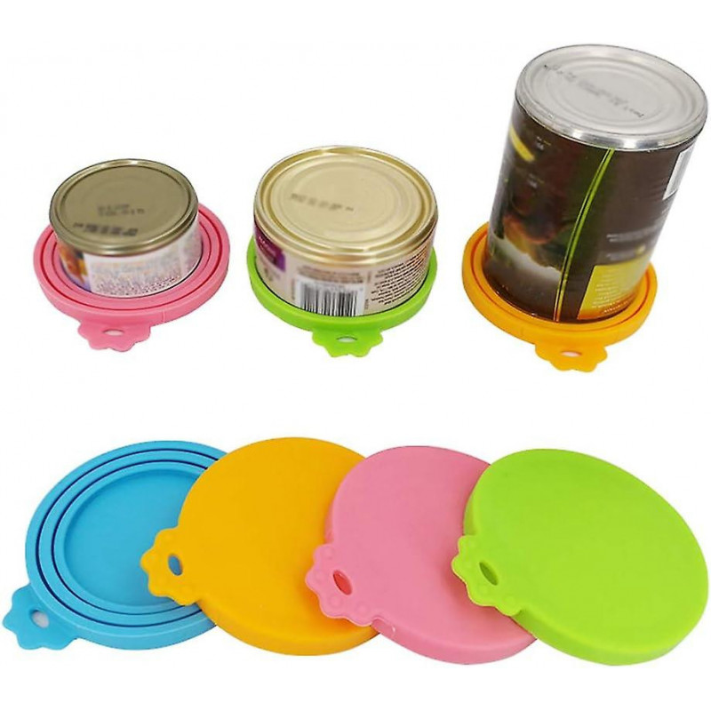 Pet Food Jar Lids, Universal Bpa Free Silicone Lids For Dog And Cat Food (4 Pieces Multicoloured).