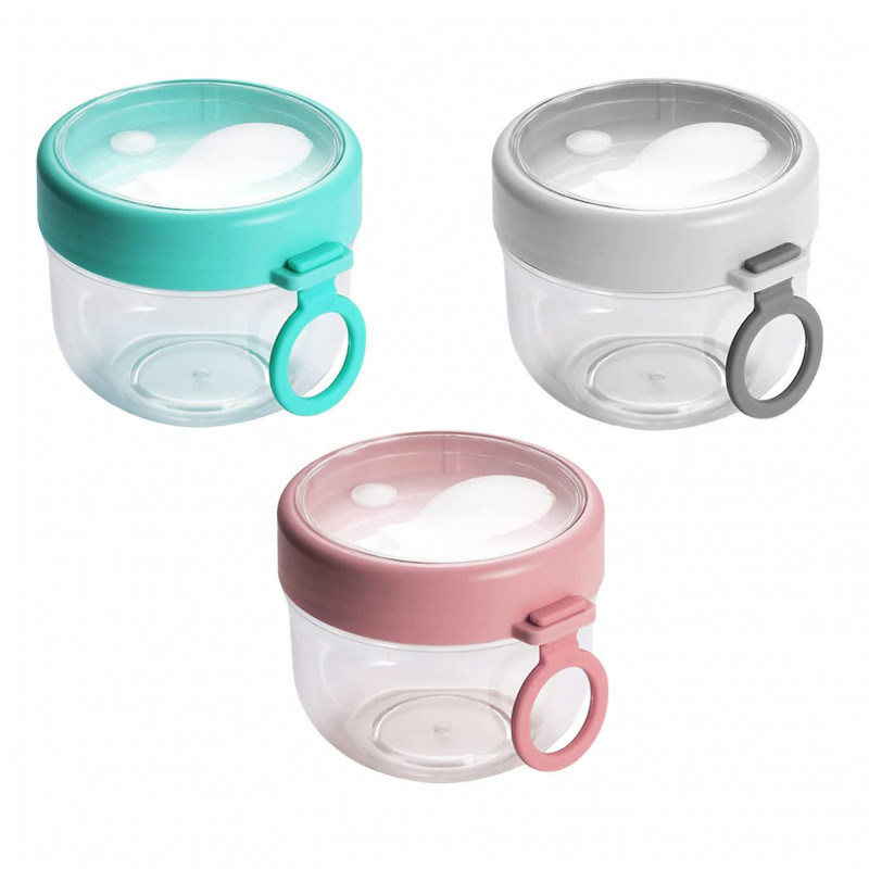 3pcs 600ml Office Overnight Oat Container With Lid Spoon Food Storage Cereal Cup 3pcs 600ml Office Overnight Oat Container With Lid Spoon Food Storage Cereal Cup