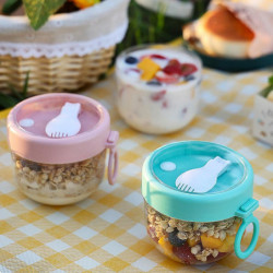 3pcs 600ml Office Overnight Oat Container With Lid Spoon Food Storage Cereal Cup 3pcs 600ml Office Overnight Oat Container With Lid Spoon Food Storage Cereal Cup