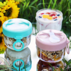 3pcs 600ml Office Overnight Oat Container With Lid Spoon Food Storage Cereal Cup 3pcs 600ml Office Overnight Oat Container With Lid Spoon Food Storage Cereal Cup