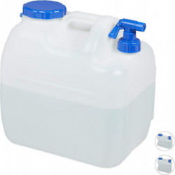 Bidon d’eau avec robinet, couvercle à vis à col large, bidon d’eau potable camping, 23L, plastique, sans BPA, blanc Bidon d’eau avec robinet, couvercle à vis à col large, bidon d’eau potable camping, 23L, plastique, sans BPA, blanc