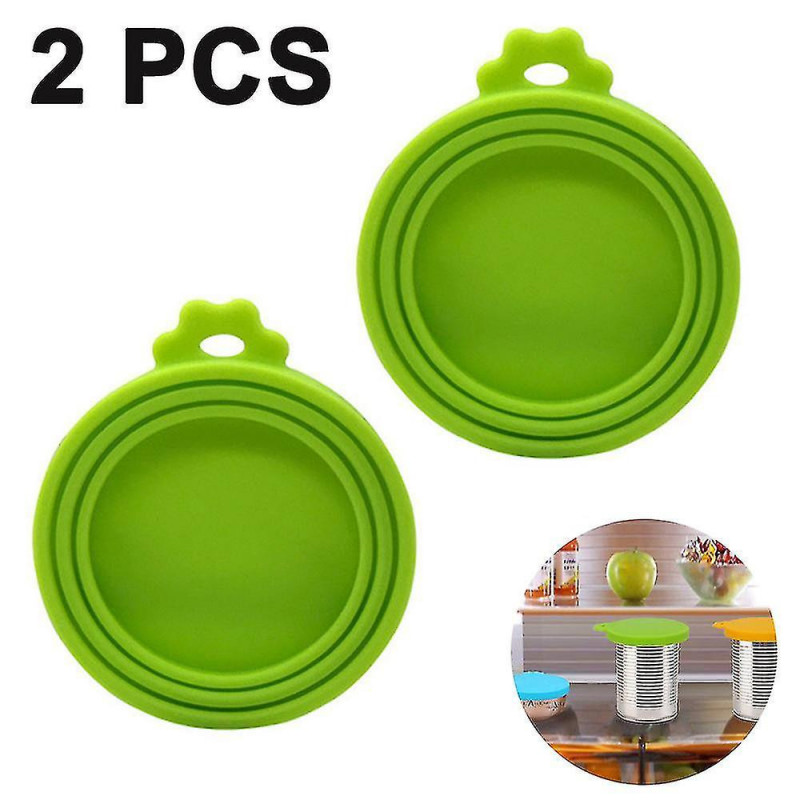 Pet Food Can Lids, Silicone Can Covers For Dog Cat Food, Universal Size Fit Small Medium Large Cans, 2 Pack-green