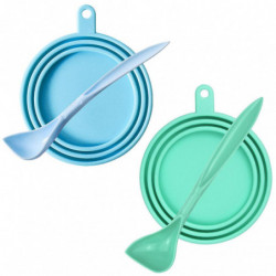 4pcs Pet Food Can Cover and Spoon Set Cat Food Can Lids Dog Food Tin Lid