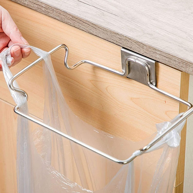 kitchen cupboard Garbage bags holder silver for hanging