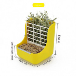 1pc Hay Feeder, 2 in 1 Food and Hay Feeder Rack for Rabbit, Guinea Pig and Other Small Animals (Blueyellowpink) (D-V2)