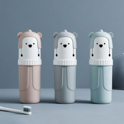 Cartoon Bear Mouthwash Cup with Lid Dustproof Dormitory Washing Supplies