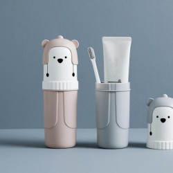 Cartoon Bear Mouthwash Cup with Lid Dustproof Dormitory Washing Supplies