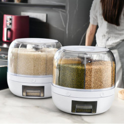 Grains Separate Storage Box Sealed Rotating Rice Bucket Home Insect Damp Proof Rice Storage Tank