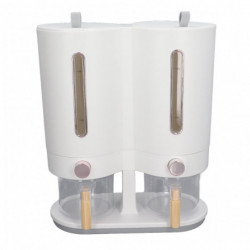 Kitchen Rice Bucket Double Barrel Grain Storage Bucket Kitchen Metering Grain Storage Box Pet Food Container