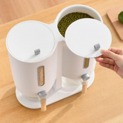 Kitchen Rice Bucket Double Barrel Grain Storage Bucket Kitchen Metering Grain Storage Box Pet Food Container