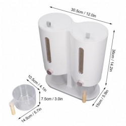 Kitchen Rice Bucket Double Barrel Grain Storage Bucket Kitchen Metering Grain Storage Box Pet Food Container