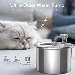 Fontaine Eau Pour Chat, Acier Inoxydable, 2l, Ultra-silencieuse, Fontaine Boire Pour Animaux De Compagnie Avec, [...]