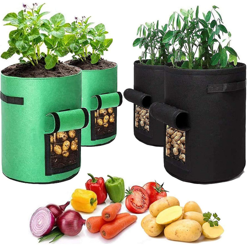 Sacs de culture géotextile, 4 sacs de culture de pommes de terre (2 10 gallons, 2 comptes) Stcyv