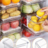 Clear Fridge Organiser Stackable Kitchen Food Storage Box Container With Lid